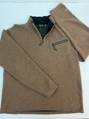 Mountain Hardwear Quarter Zip Sweater Men’s XL Brown Wool Blend Pullover USA
